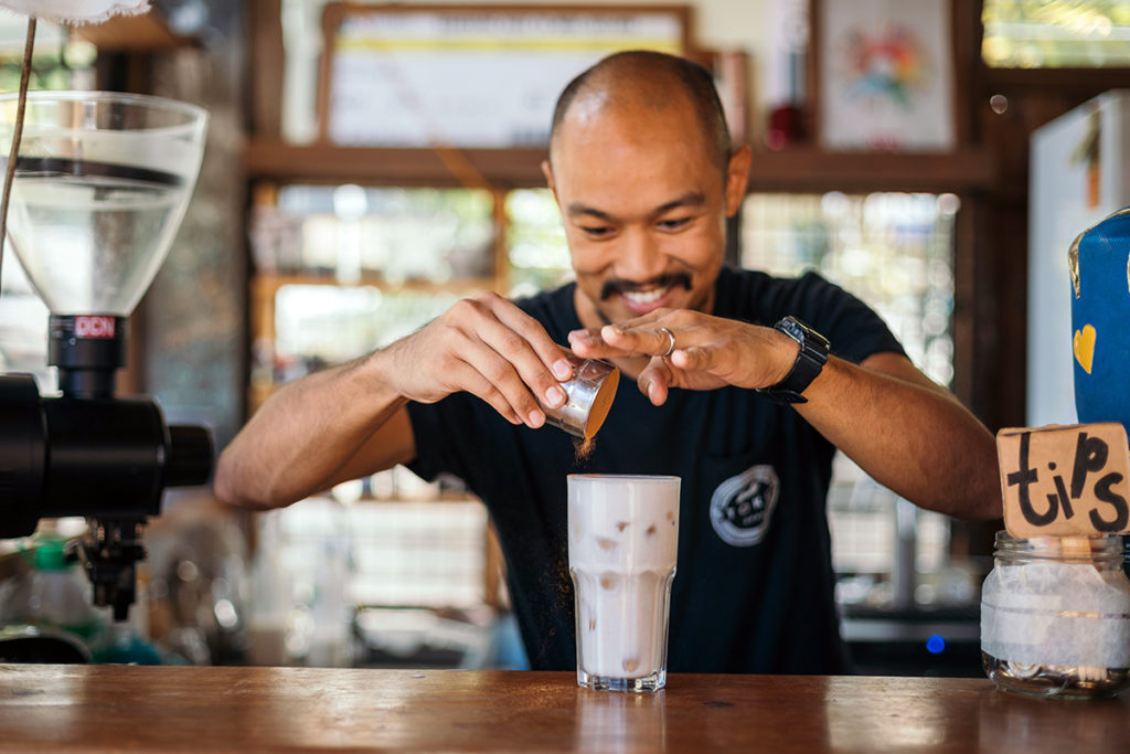 Kiddo Cosio of El Union Coffee making his coffee concoction