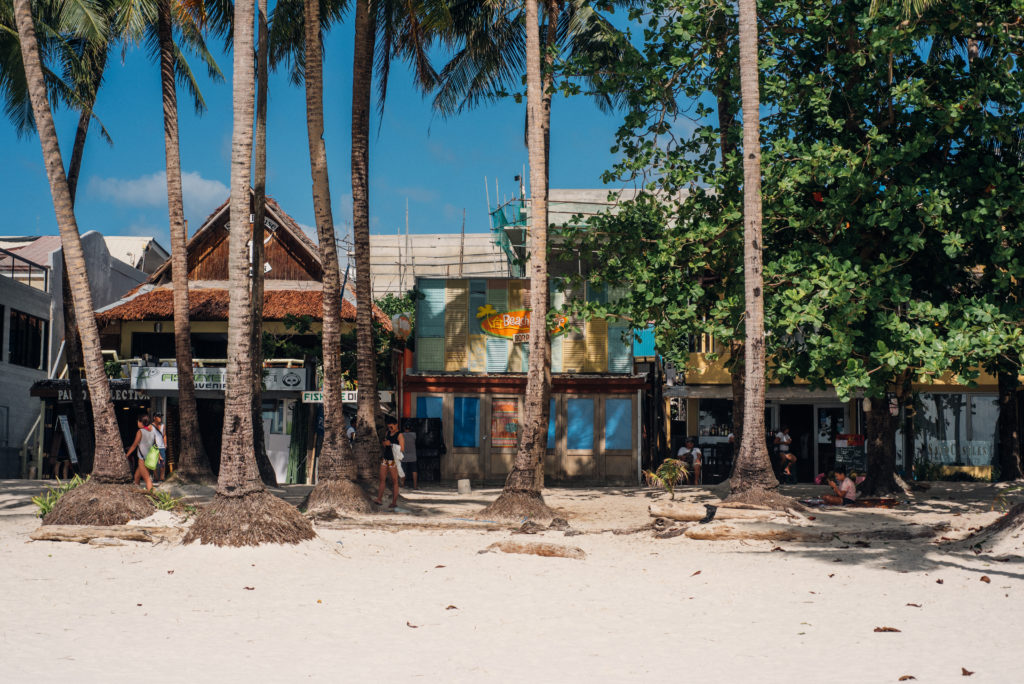 Al fresco dining spaces, as well as beach umbrellas and lounge chairs, have been removed