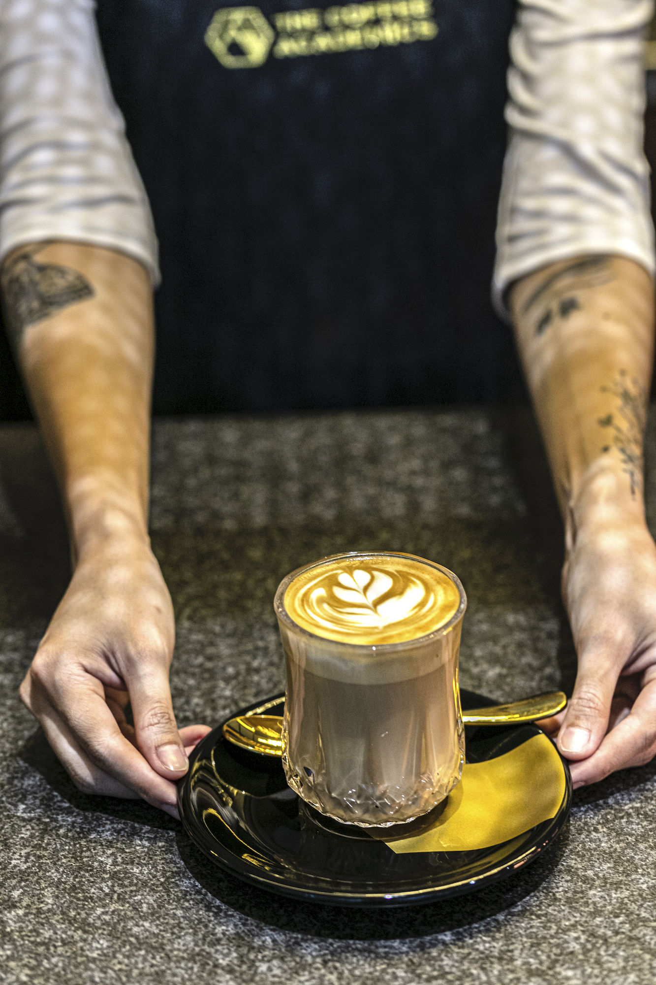 Myles Hontiveros of Coffee Academics believes people are looking for unique drinks such as their signature lattes, but will soon return to basics such as this flat white